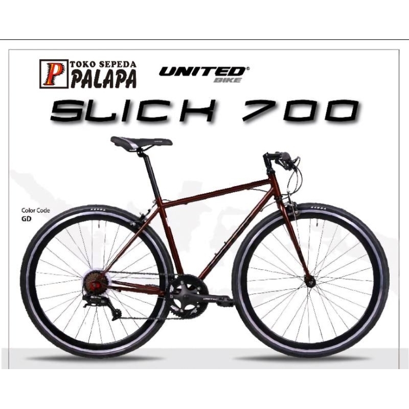 Sepeda Fixie 700C UNITED SLICK Balap Roadbike Road Bike