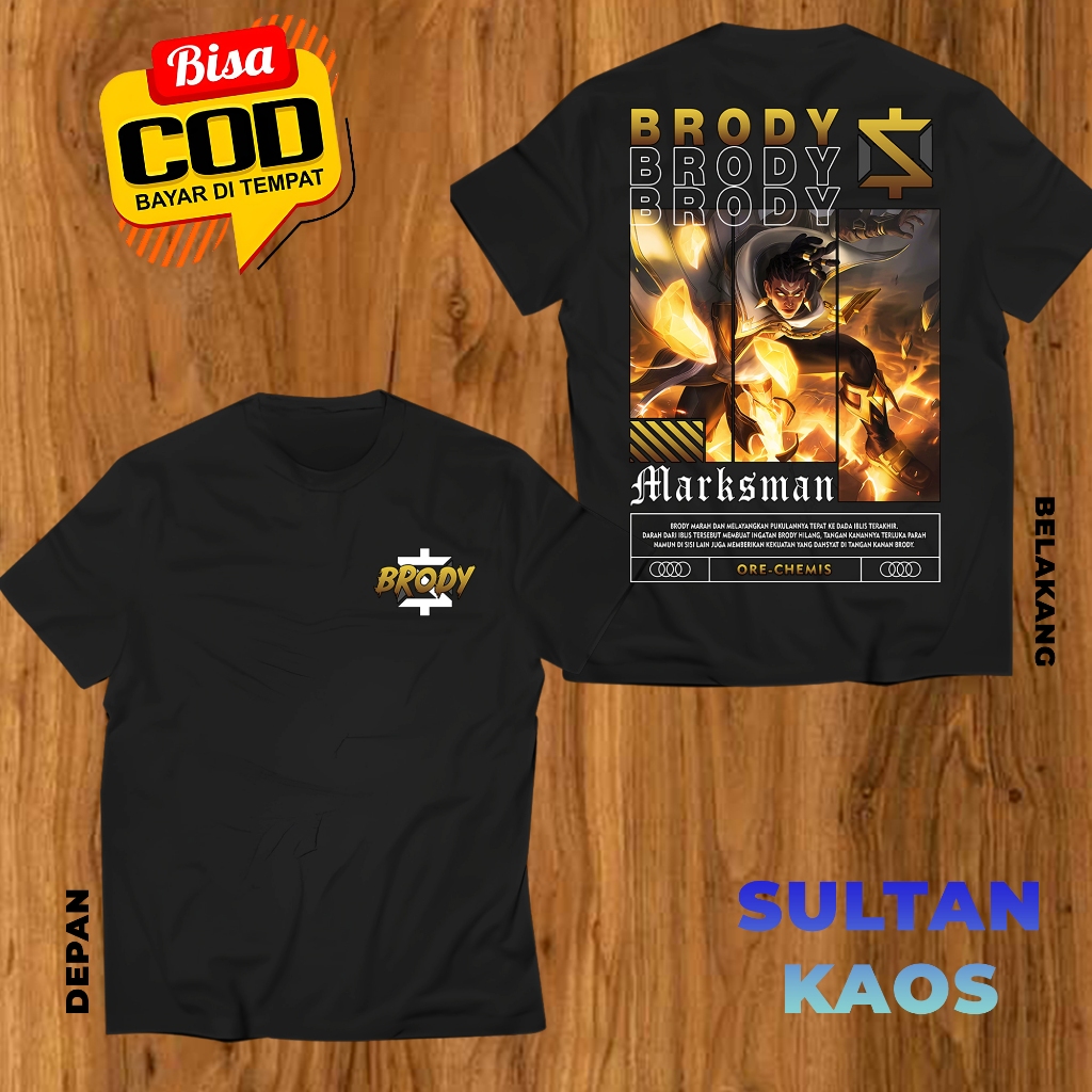 KAOS DEWASA GAME MOBA BRODY ORE-CHEMIS BAJU ML BRODY MARKSMAN TSHIRT MLBB BISA REQUEST SKIN BAJU MOB