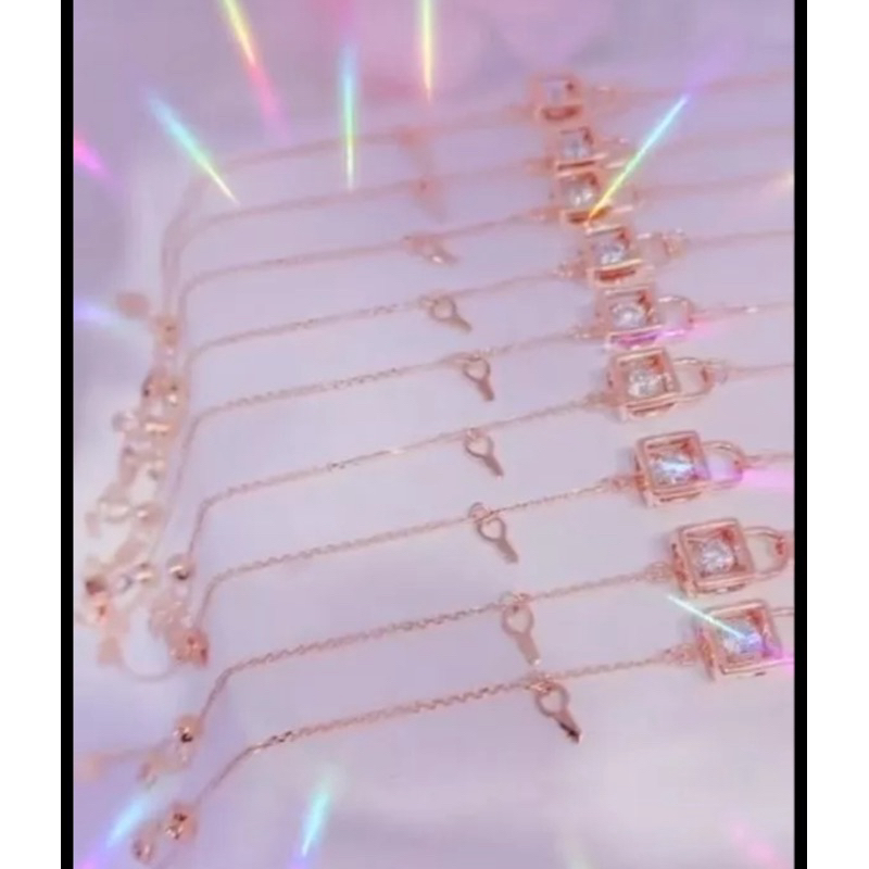 GELANG FASHION SOLITAIRE ROSEGOLD EMAS ASLI 17K serut