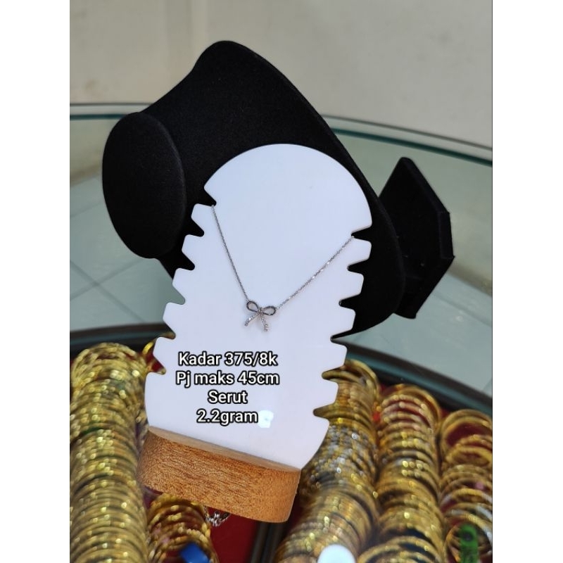 KALUNG EMAS PUTIH 375/8K KALUNG LIONTIN SET EMAS PUTIH KALUNG PITA EMAS PUTIH ASLI
