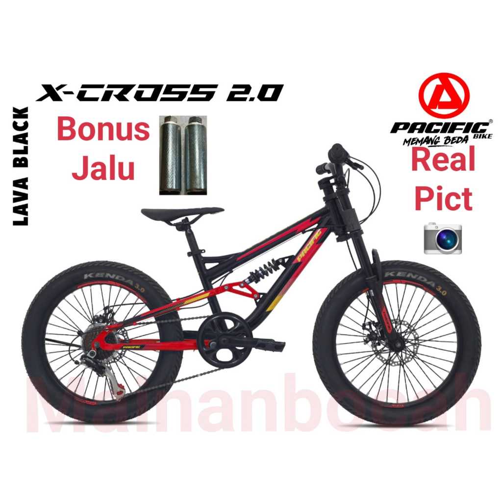 TERMURAH SEPEDA MTB PACIFIC X CROSS 2.0 SEPEDA GUNUNG 20 INCH PACIFIC FULL SUSPENSION