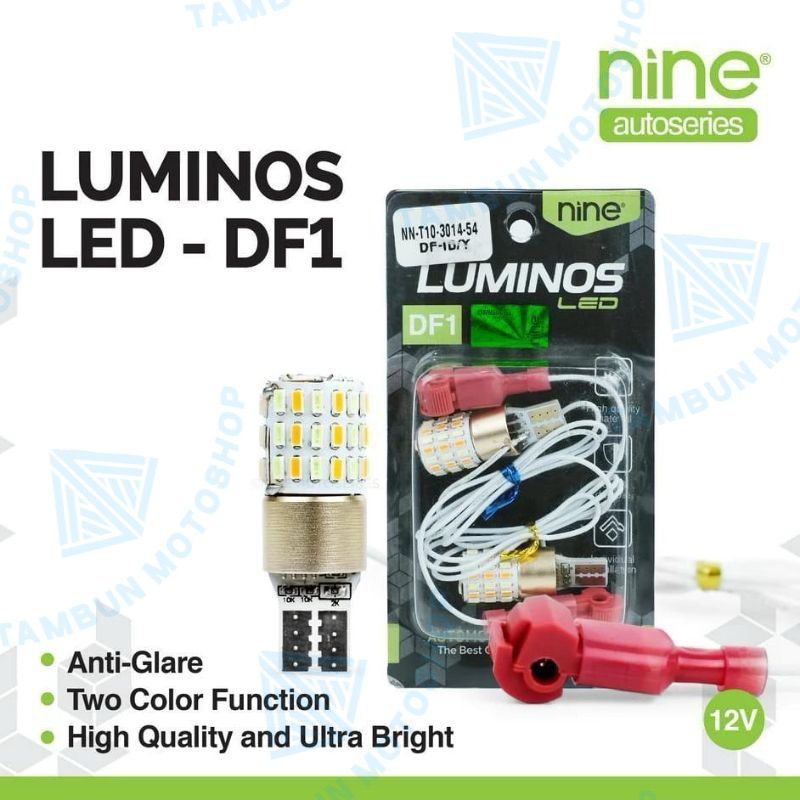 Lampu Sen Sein LED T10 Senja 2 Mode DF1 Luminos 9 Nine 54 Led Titik Putih - Kuning Biru - Kuning Nma