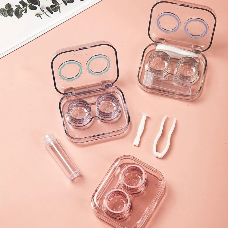 Tempat Kontak Lensa + Penjepit + Tongkat Tempat Softlens Bening Satu Set Tempat Kontak Lensa Mata