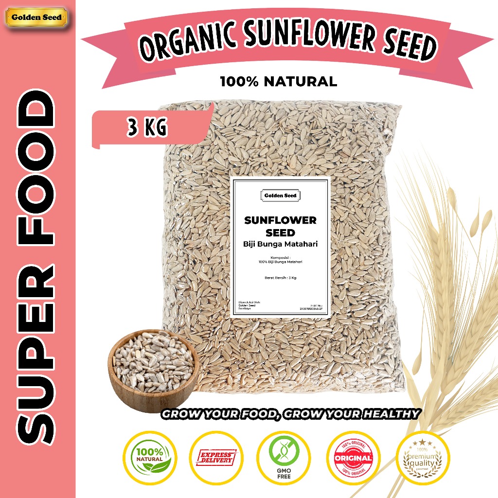 

RAW SUNFLOWER SEED 3 KG PREMIUM - BIJI BUNGA MATAHARI MENTAH TANPA KULIT 3000 gr