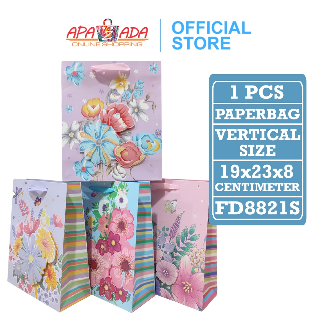 

Apazada - Paperbag Vertical Size 19.5x23.5x8 Cm / Kado Souvenir Packaging / Gift Bags FD8821S