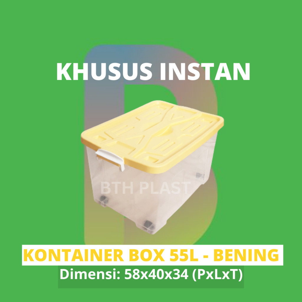 BOX CONTAINER 55 LITER BENING + RODA - Kontainer Box Besar / Box Kontainer Bening