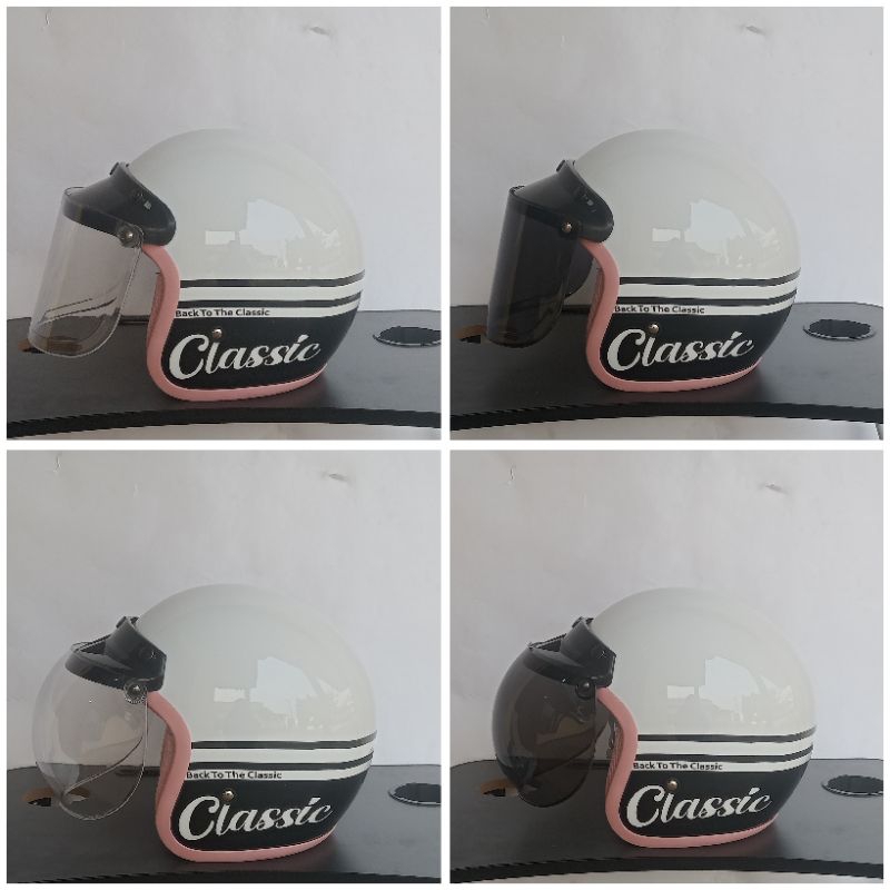 Helm bogo retro clasic dewasa warna putih buat pria dan wanita