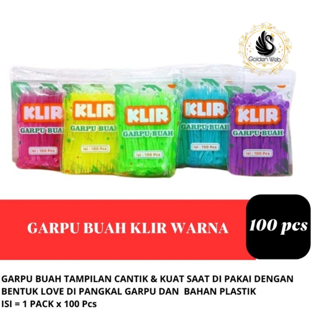 arpu Buah / Garpu Kue / Garpu Dessert Plastik / Garpu Plastik Kecil Warna Warni isi 50 & 100 pcs