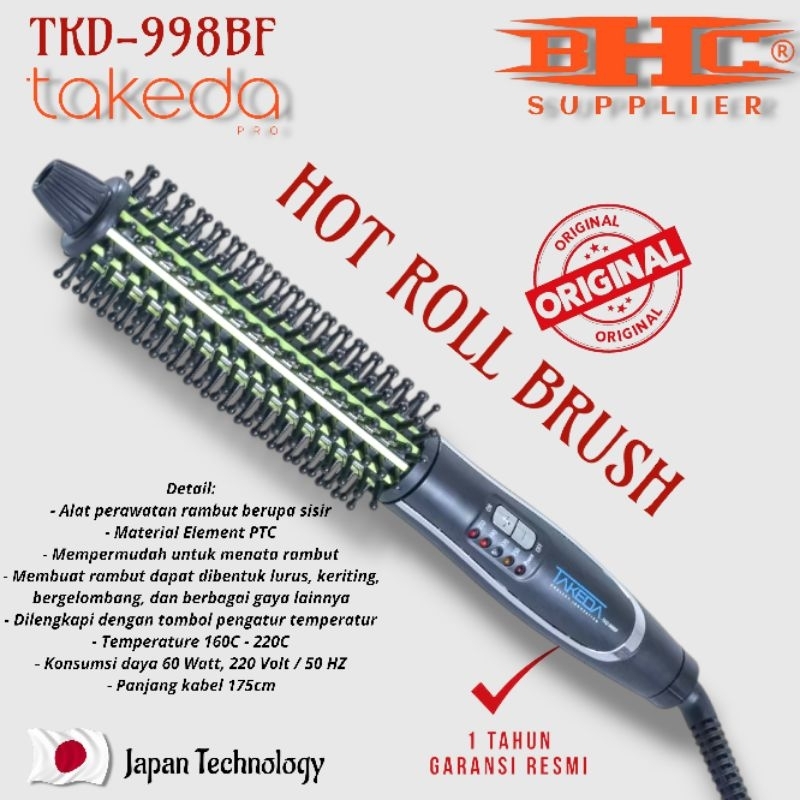 TKD-998BF Hot Roll Brush Takeda Catokan Rambut Original Pelurus Rambut Nano Red Catok Garansi Resmi 