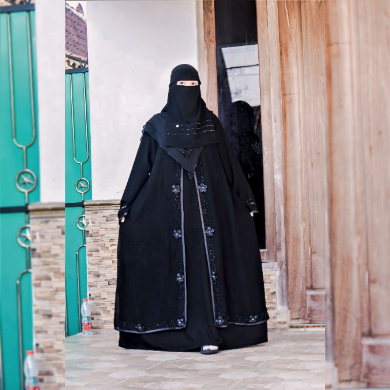 Gamis Abaya Aurora temboro/bisa copple dengan anak