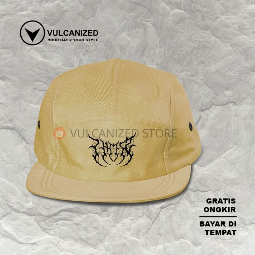 Intis Topi Pria 5 Panel Metal - Cream