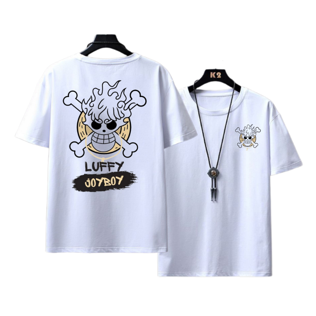 Onepiece Luffy Tengkorak Baju Simple Pria Distro - Kaos Anime Luffy Depan Belakang Terbaru