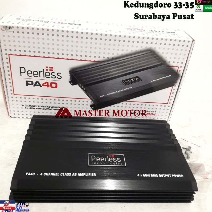 Power Amplifier Peerless 4 Channel Class AB 4x60W - Power Amp Ampli Audio Mobil