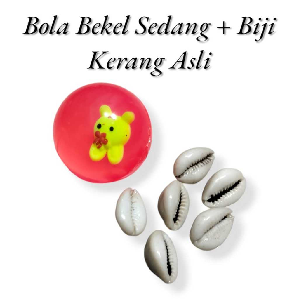Mainan Bola Bekel 45MM 1 Set + 6 Pcs Kerang Asli