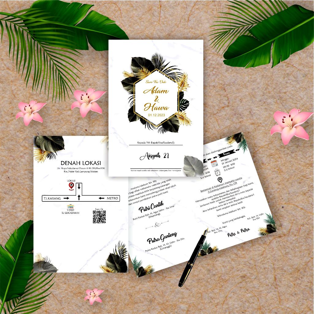 Undangan Pernikahan Brief Card Aisyah Series  Kabupaten Pasuruan Jawa Timur