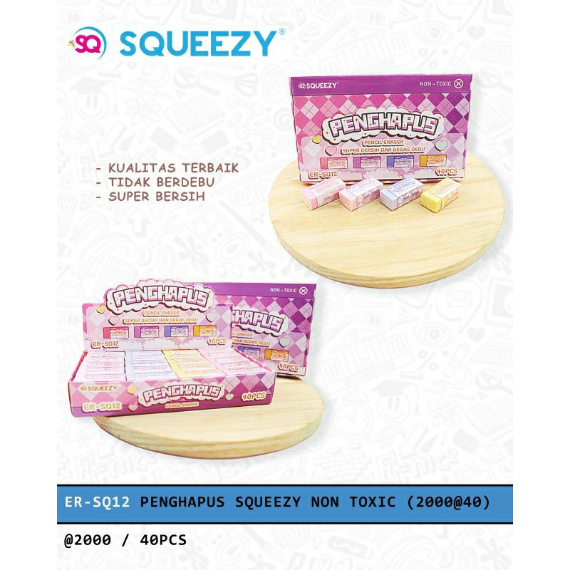 

1 PACK = 40 PCS/BIJI Penghapus SQUEEZY ER-SQ12 Super Bersih dan Bebas Debu