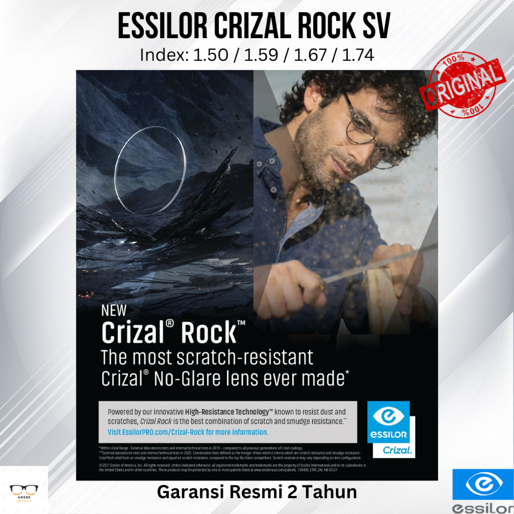 Lensa Kacamata Essilor Crizal Rock SV Airwear 1.59 Spheris