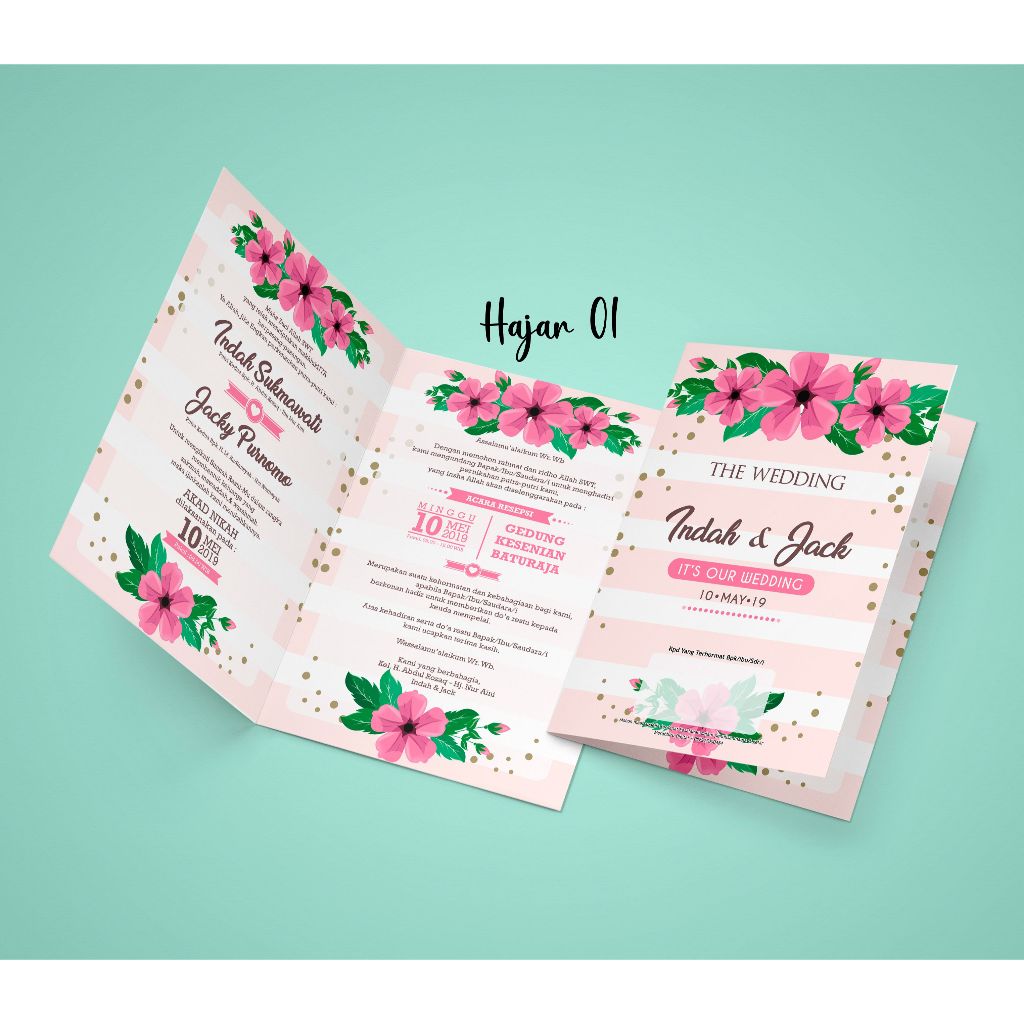 Undangan Pernikahan Brief Card Hajar Series  Kabupaten  Pasuruan Jawa Timur