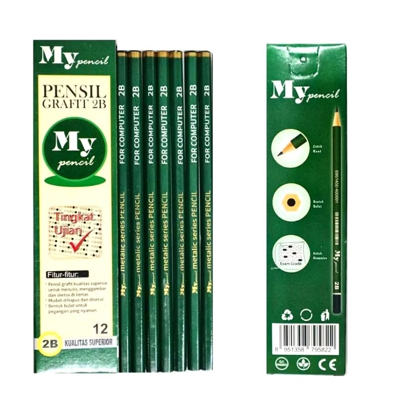 

Pensil Kayu 2B MURAH MY PENCIL Warna Hijau (1 box isi 12 pcs)