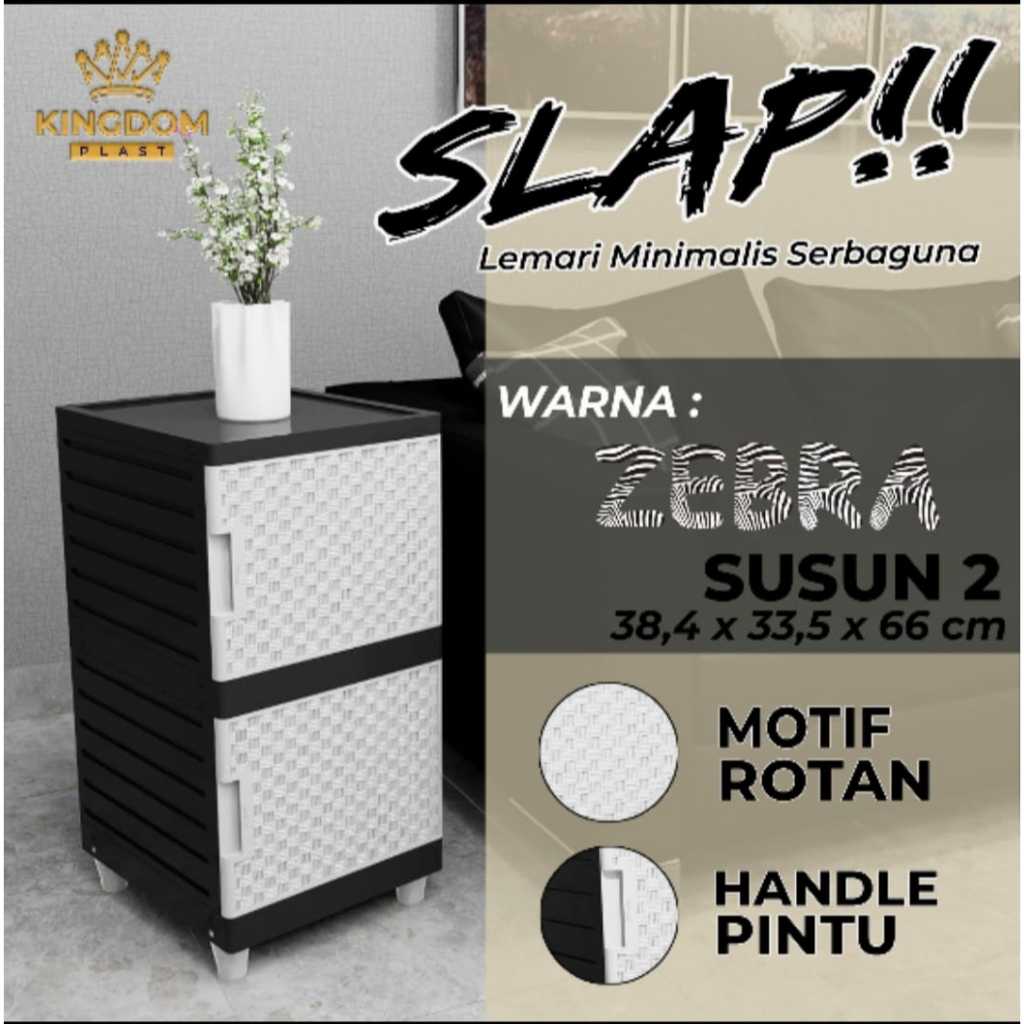 Kingdom Lemari Plastik SLAP ZEBRA Susun 2 Lemari serbaguna kecil lemari plastik 2 susun