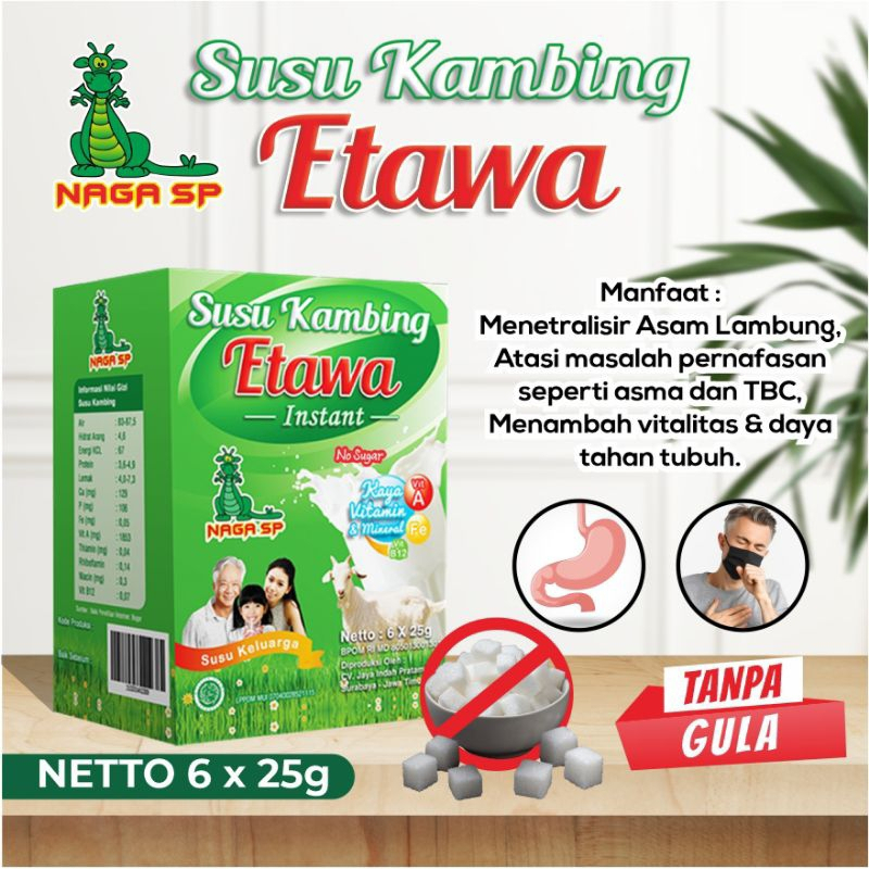 

Susu Kambing Etawa Naga SP No Sugar isi 25Gr 6 Sachet Mengatasi Osteoporosis Maag Asma Jantung