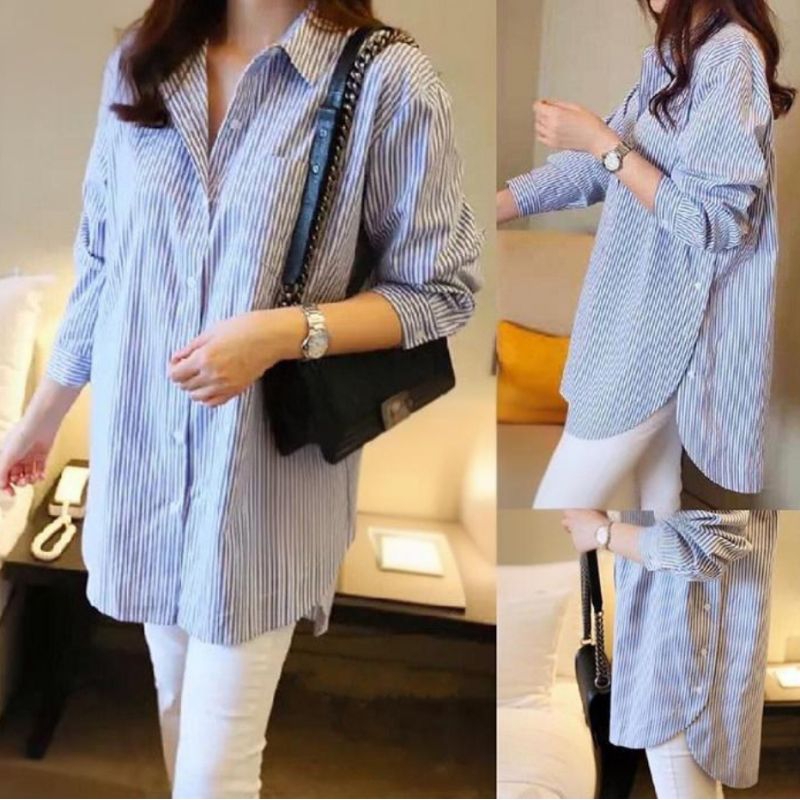 •ECLAIRE• 063 KEMEJA TUNIK CASUAL SALUR WANITA RISYA lbz