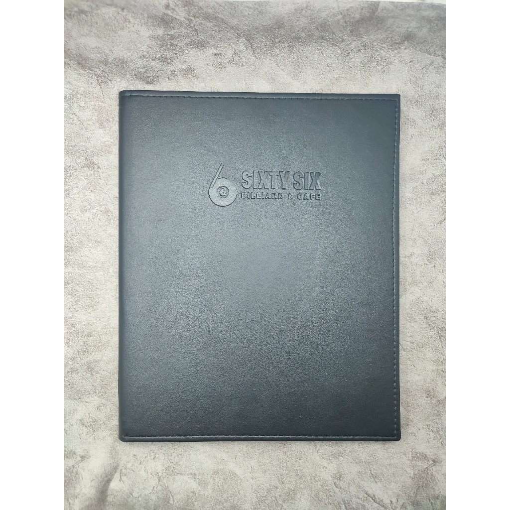 

Cover buku menu embos logo tanpa warna,custom logo cafe,resto,hotel dll.