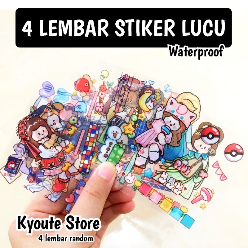 

4 Lembar Decorative Sticker Cute Cosplay Girl Anak Lucu Chibi Tahan Air