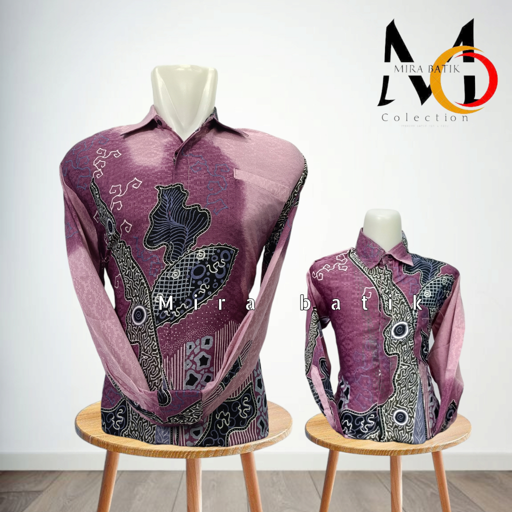 batik doby ping couple ayah anak / batik couple ayah anak doby premium  pink pastel cod