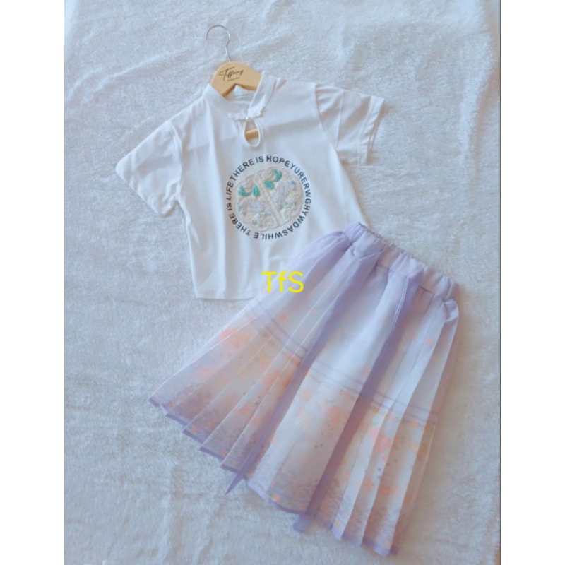 Setelan Baju Cheongsam Anak Perempuan import motif Kurumi warna Ungu/Baju Imlek /Baju Anak Perempuan