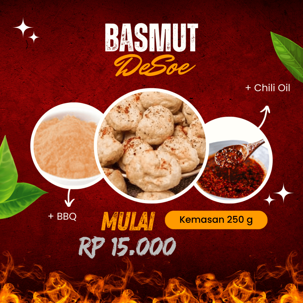 

Basmut 250 gram + chili oil + bumbu BBQ