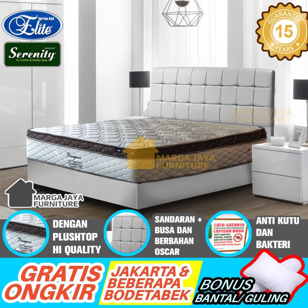 Springbed Kasur SET Divan + Sandaran Elite Serenity Eternity Plushtop Honeymoon 120x200 160x200 180x