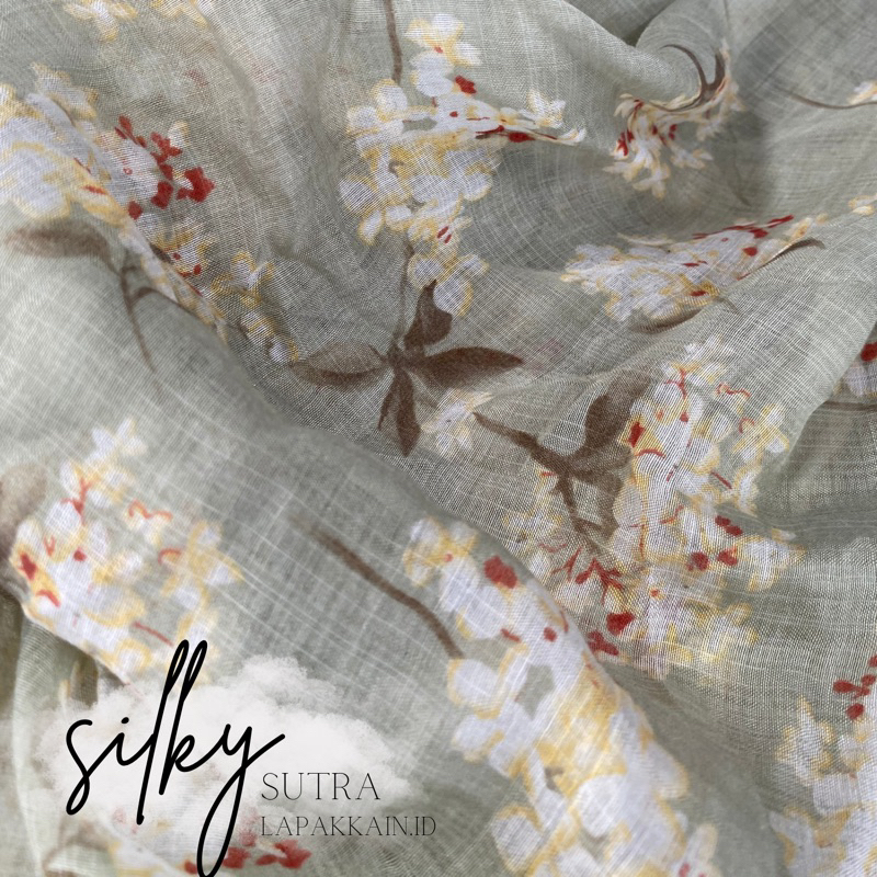 kain katun silky motif/kain silky sutra/kain silky sutra/kain motif cantik/kain motif bunga