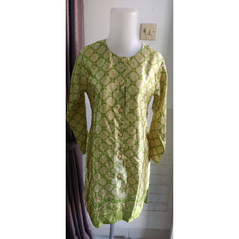 pl Long Kebaya jadul bahan Satin licin hijau ala Batik masih Likenew