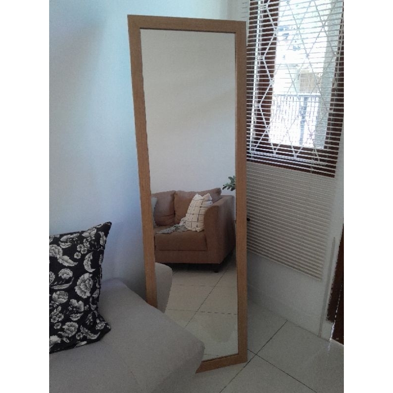 informa standing mirror cermin lantai besar cokelat kayu
