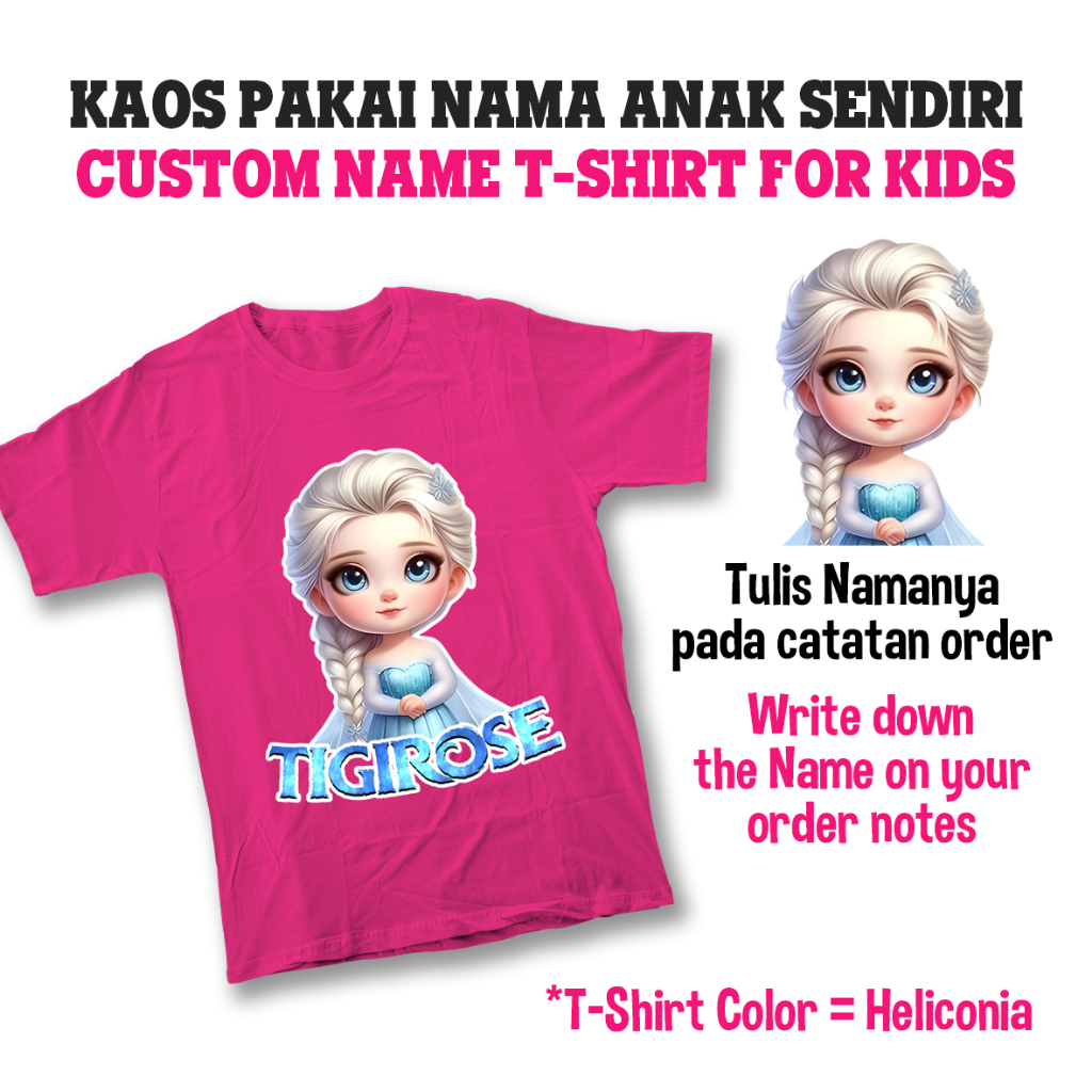 KAOS ANAK PAKAI NAMA ANAK SENDIRI KAOS CUSTOM NAMA TEMA LOGO FROZEN ANNA