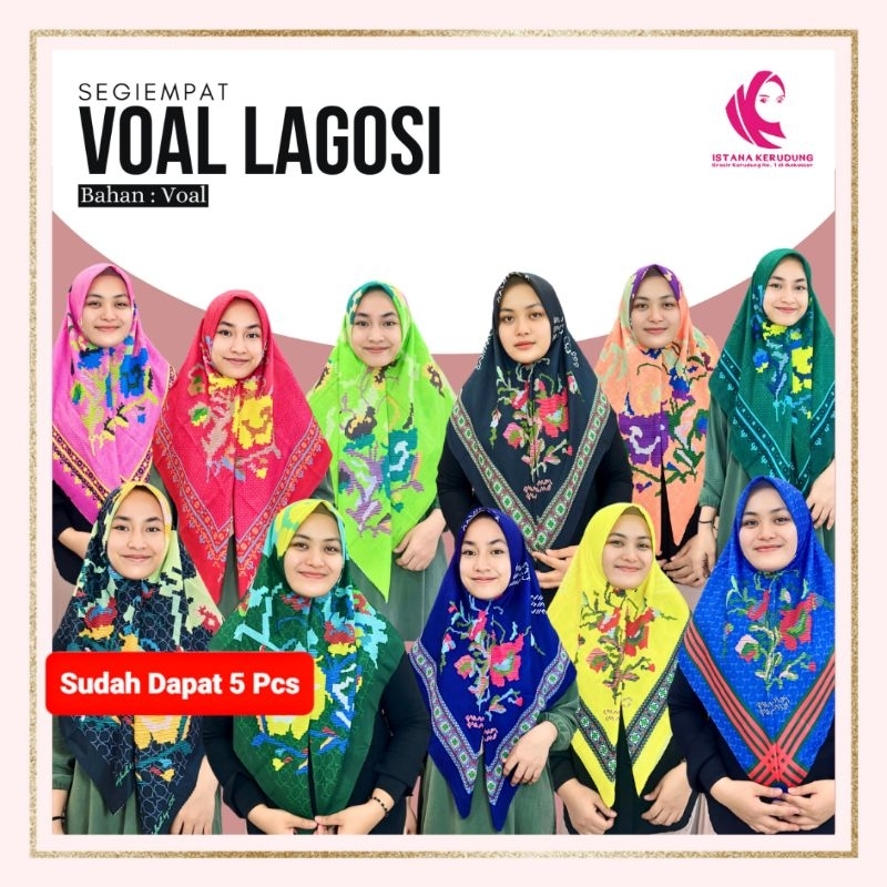 Jilbab Segiempat Voal Lagosi Isi 5 Pcs Istana Kerudung