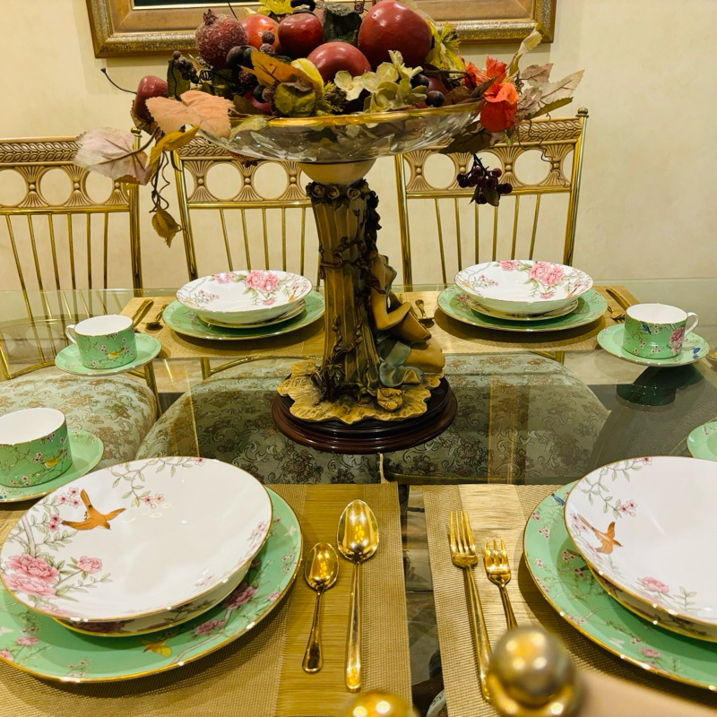 Dinner Set Narumi Queen Garden Green Mewah Cantik Piring Set