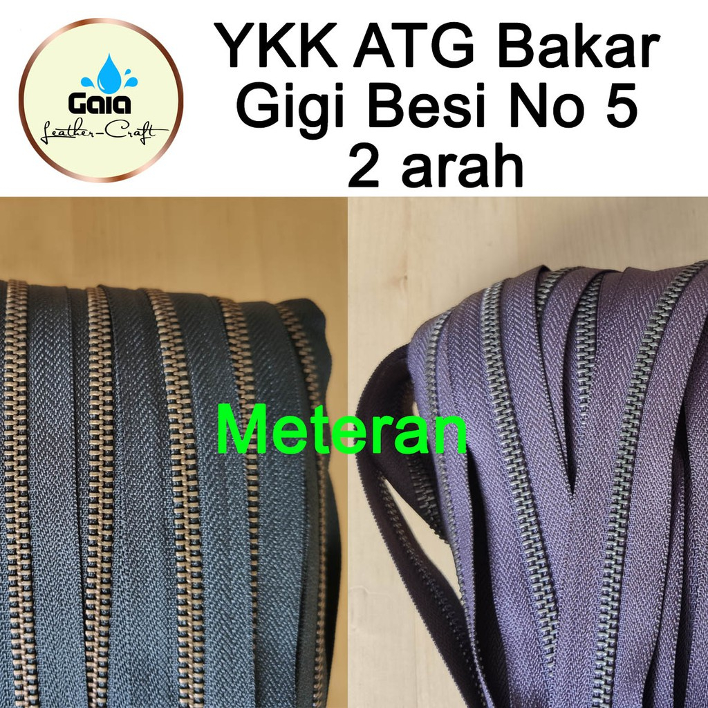 YKK zipper ritsleting resleting besi no 5 dua arah ATG Bakar meteran