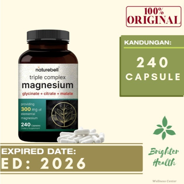 Naturebell Magnesium Complex 300mg 240 Capsule - Magnesium Triple Complex