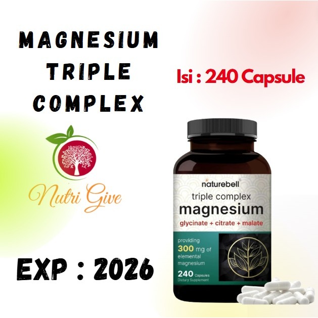 Naturebell Magnesium Complex 300mg 240 Capsule - Magnesium Triple Complex