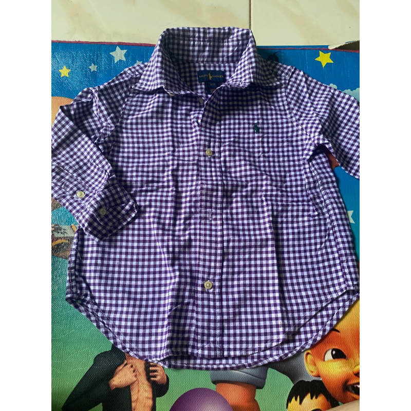 PL KEMEJA ANAK RALPH LAUREN KOTAK UNGU