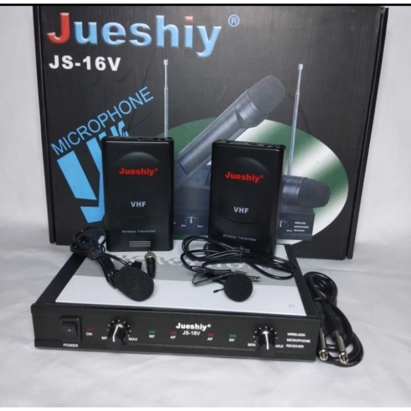 Mic Microphone Wireless Jueshiy JS-16V 2 Jepit Clip On Wireless VHF