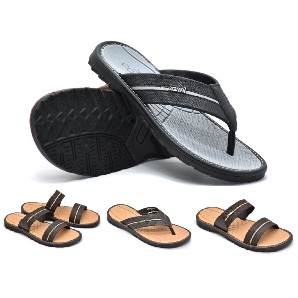 Carvil Espresso Sandal Kasual Pria Kulit Sintetis