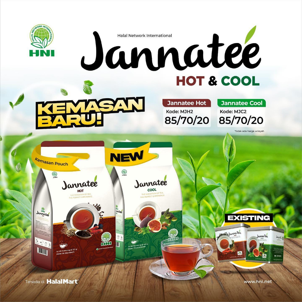 

HNI - Jannatee Hot & Cool Sensasi Teh Hebal Alami Melegakan Tenggorokan