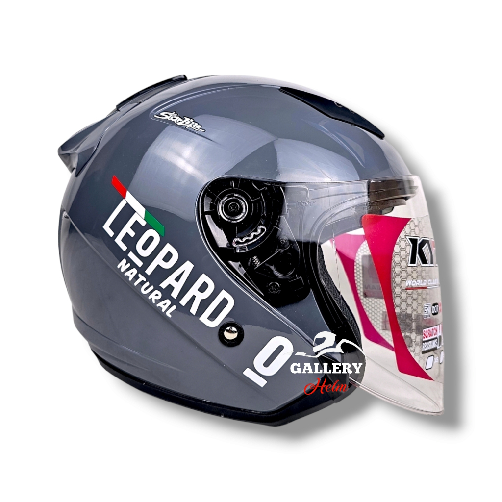 Helm Kyt Galaxy Gorila Grey Glossy Leopard Flat R | Helm Kyt Visor Flat Grey