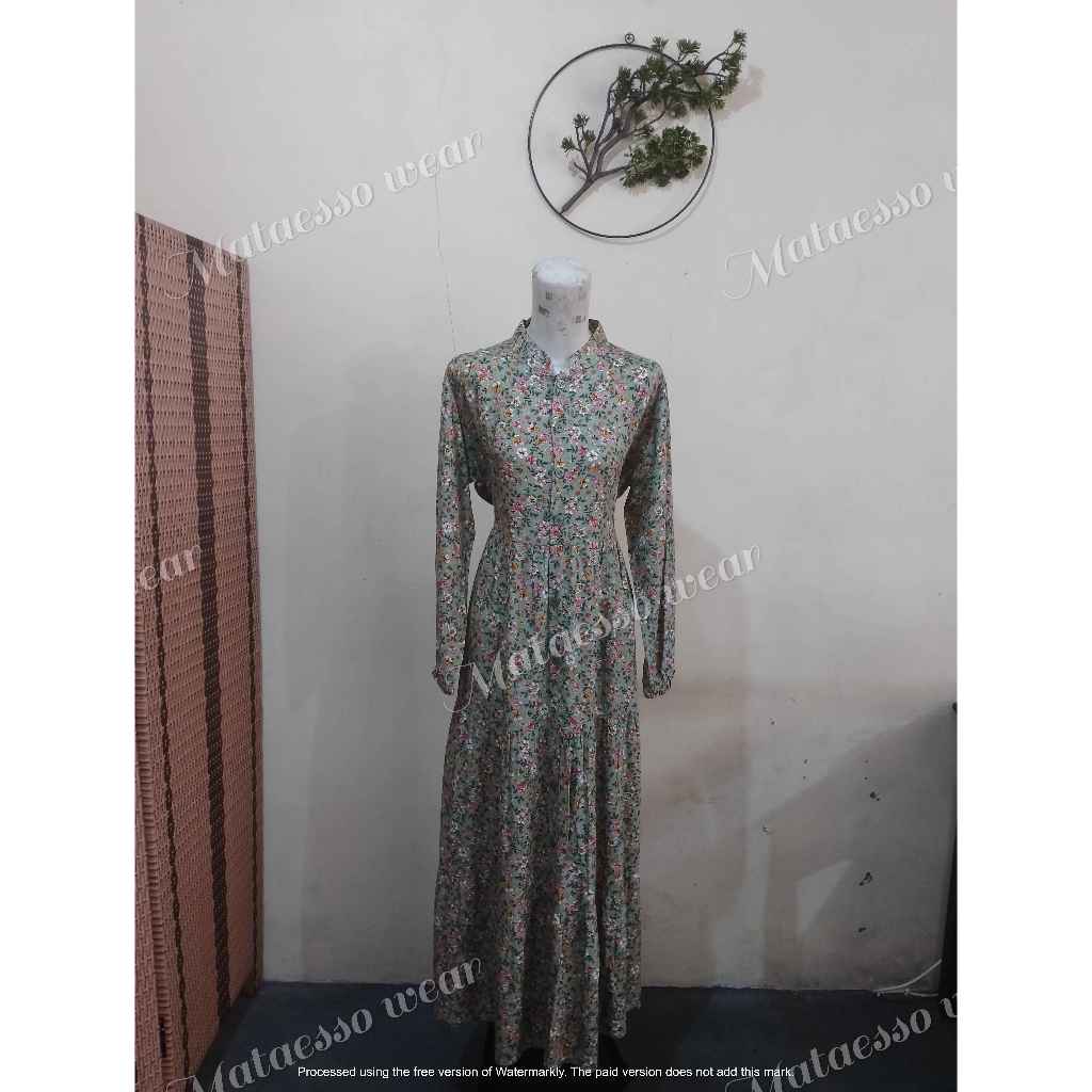GAMIS RAYON PREMIUM / GAMIS MUSLIM MOTIF BUNGA / RAYON MOTIF BUNGA ( MERCY)