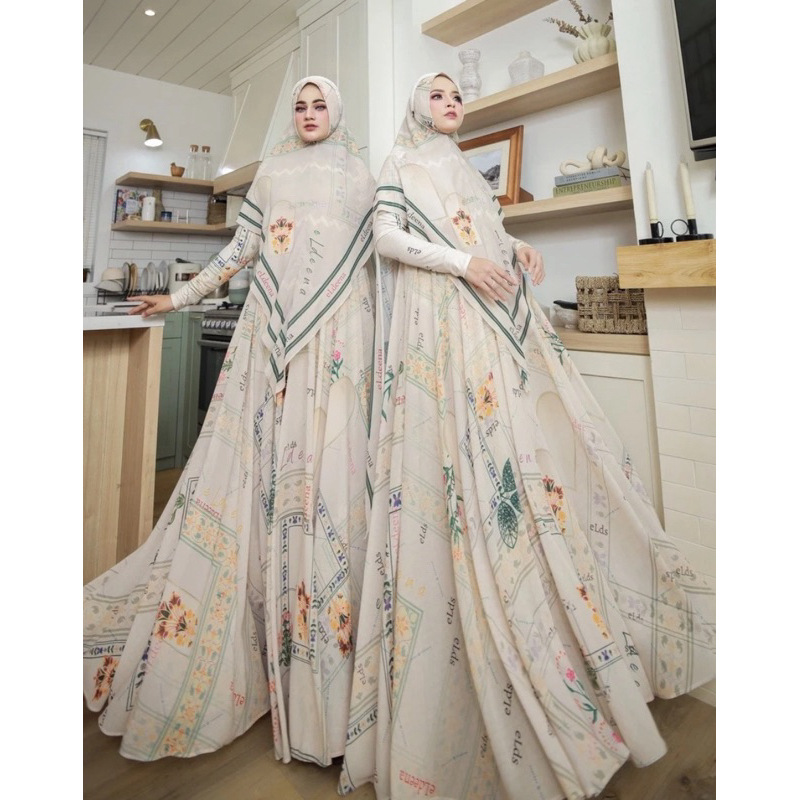Gamis Syari KEYSAZA Set Syar'i by El Deena  - Eldeena TERBARU UMROH realpic 100%