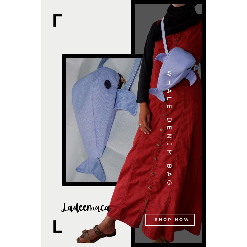 tas denim paus.warna blue sky,  Whale Denim Bag Ladeemaca Tas Selempang Jeans Denim Paus Cute, tas j