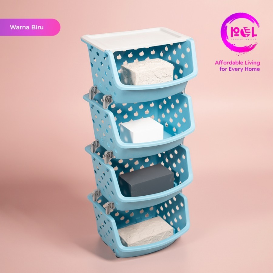 Rak Keranjang Buah Trolley Rack 4 Susun Multipurpose Keranjang Bumbu Baju